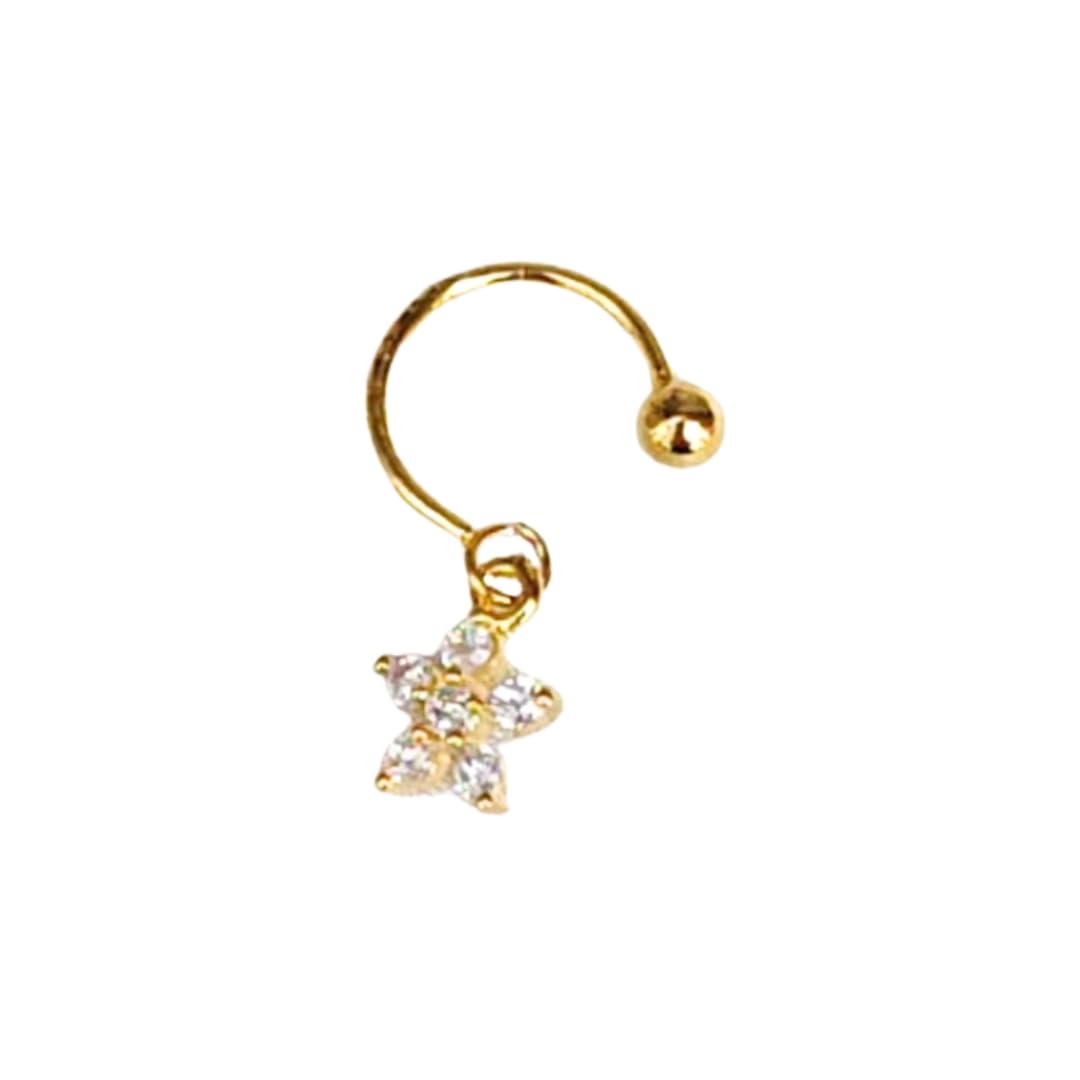 Gold-Tone Cubic Zirconia Belly Piercing Jewelry | Flower Dangle Belly Button Ring | Navel Piercing Jewelry for Women-image-16