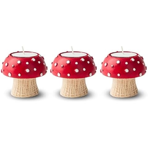 Mushroom Tealight Candle Holder 3 PCS Taper Candle Holders Cute Taper Candles Holder for Table Set Candle Holders for Taper Candlesticks Decorative Tea Light Candle Holders Cover