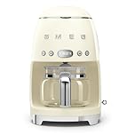 Smeg 50's Retro Style Drip Filter Coffee Machine, 10 Cups Capacity, Auto-Start, Keep Warm Funtion, Cream, DCF02CRUS