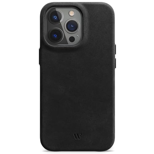 WIIUKA Hülle für iPhone 14 Pro Leder aus Deutschland Lederhülle extra Dünn Premium Handyhülle Case Qi Vintage Schwarz