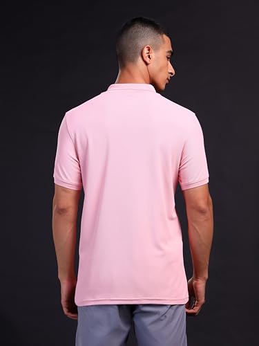 Image of TECHNOSPORT Men's Solid Slim Fit Polo Collar T-Shirt MATPIQ Half Sleeve Button Polyester for Gym Running Workout UPF50+ Anti Odour