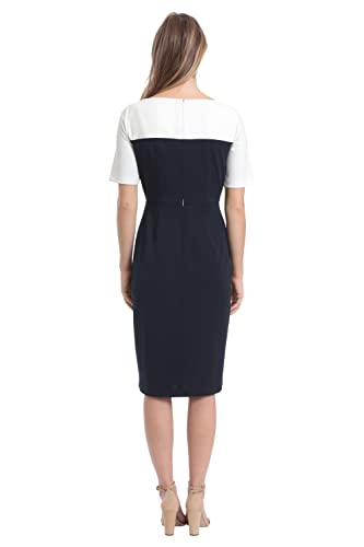 London Times Women's Boat Neck Color Blocked Sheath3
