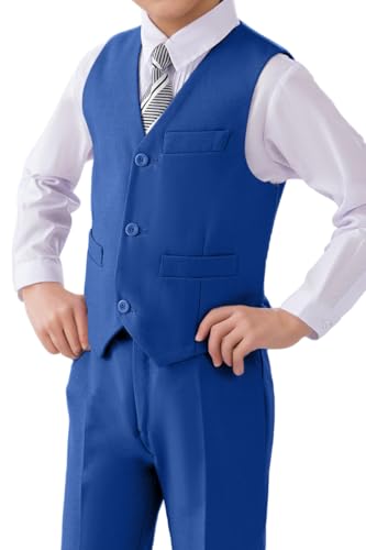 Image of Visaccy Boys Vest Kid Boy Formal Suit Vest for Wedding School | 3 Buttons,Fully Lined,Adjustable Waist,Toddler Boy Dress Vest