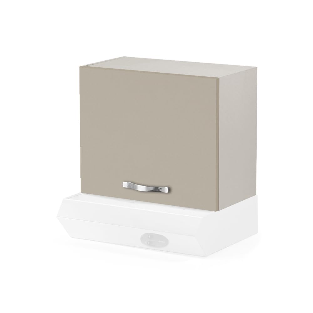 REDÒKASA Pensile per cucina componibile da 60 cm con un'anta linea MAKA, realizzato in legno 100% MADE IN ITALY disponibile con o senza cappa (Con Cappa Bianca, Tortora)