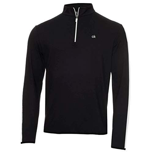 Calvin Klein Herren Newport Sweater mit gestreiften Ärmeln - Schwarz/Weiß - XL