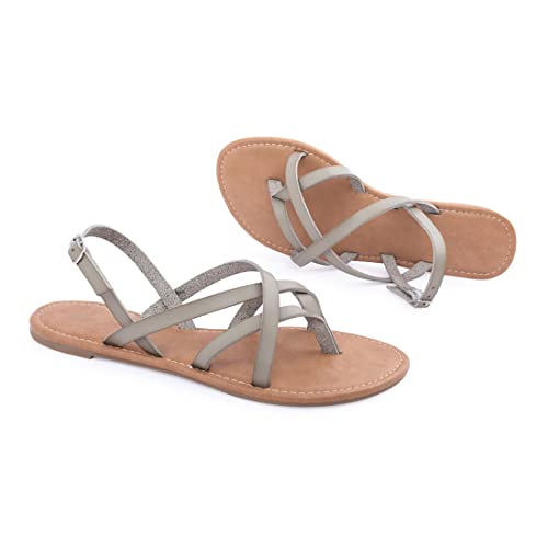 Image of Huayuanwell Women's Gladiator Flat Sandals Fisherman Strappy Sandals Ankle Strap Sandals