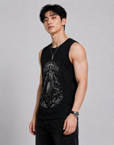 Image of JUGULAR Tank Tops Sleeveless T-Shirt for Men Gym Wear Vest Printed Stylish Round Neck Running for Sports Workout Fitness & Casual or Beach Wear