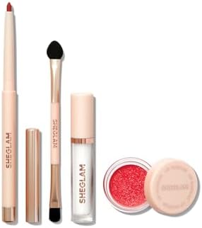 SHEGLAM Lip Dazzler Glitter Kit Long-Lasting Glitter Lip Gloss Sexy Super Stay Non-Sticky Shiny Liquid Kit Lipstick Y2K-Red Carpet