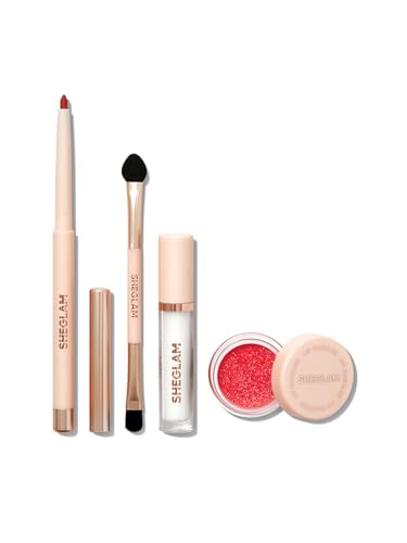 SHEGLAM Kit de Brillo Labial Glitter Lip Dazzler: Brillo Labial Sexy de Permanencia Super Y2K, Líquido Brillante, Kit de Labial Impermeable para Alfombra Roja