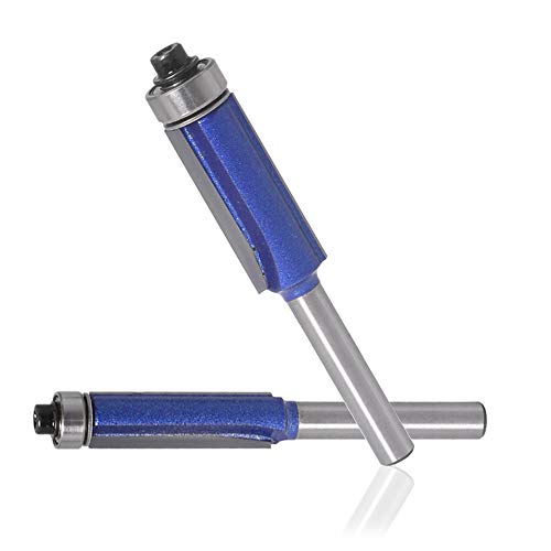 Yakamoz 4Pcs 1/4 Inch Shank Top End Bearing Flush Trim Router Bit Set, 1/4" 5/16" 3/8" 1/2" Cutting Diameter #TOP4
