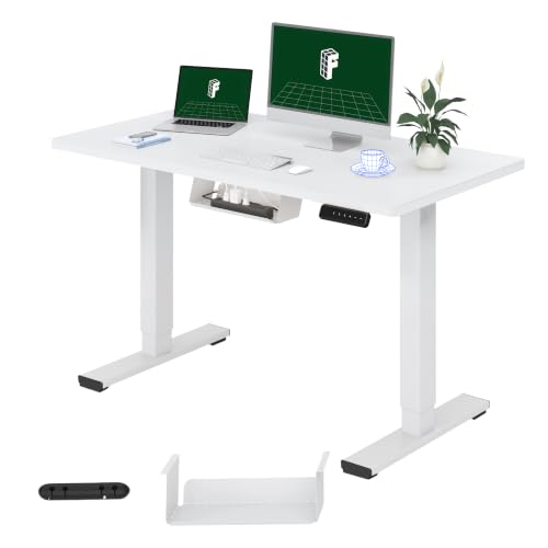 FLEXISPOT E1 ONE PIECE Electric Standing Desk Height Adjustable Sit Stand Desk with Memory Smart Panel(100 * 60cm, White)