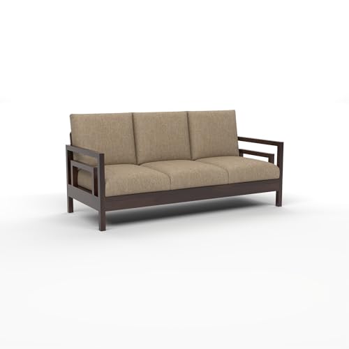 Image of Solid Sheesham Wood 5 Seater Sofa for Living Room | (3+1+1) Five Person Sofa - Stylish & Durable 5 Seater Sofa for Office & Home Furniture (Jake Walnut, 5 Seater)