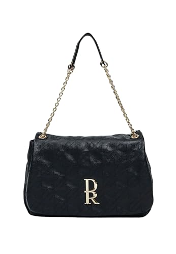 Tracolla Denny Rose Borsa a spalla in similpelle trapuntata, Logo DR in metallo, Tracolla, Fodera interna, Chiusura con zip. Dimensioni: 25 x 18 x 8 cm (NERO)