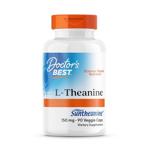 Doctor's Best, L-Theanine mit Suntheanine, 150 mg, 90 vegane Kapseln, Laborgeprüft, Sojafrei, Glutenfrei, Ohne Gentechnik, Aminosäure