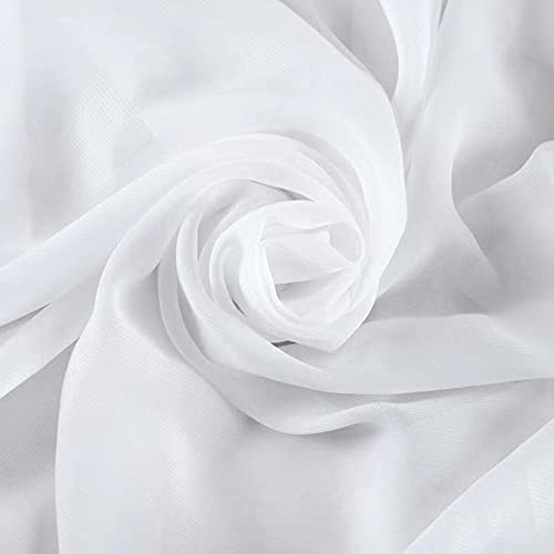 Qidkeo White Chiffon Fabric by The Yard 59' Wide,10 Yards Continuous