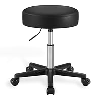 SONGMICS Drehhocker auf Rollen, höhenverstellbarer Rollhocker, 46-58 cm, mit Kunstleder bezogener Sitz, Arbeitshocker für Kosmetikstudios, Friseursalons, Büros, Praxen, schwarz LJB61B