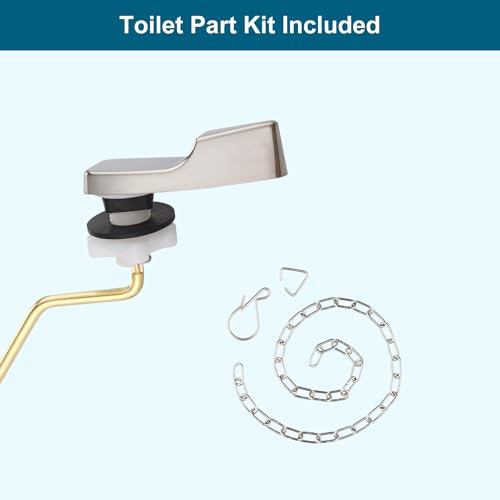 Image of Universal Side Mount Metal Toilet Handle Replacement Kit, Brushed Nickel | Compatible with American Standard /Mansfield /Gerber /TOTO /Kohler Toilet, Toilet Tank Flusher Lever with Flapper Chain
