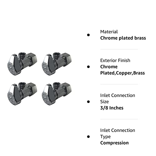 (4-Pack) Brasscraft G2Cr19L1X 1/2-In Nominal Comp X 3/8-In Od Outlet Chrome Plated Brass 1/4-Turn Angle Stop Valve Less Outlet Sleeve/Nut (4-Pack) #TOP5