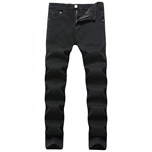 Men's Ripped Distressed Destroyed Jeans Stretch Vintage Hip Hop Jean with Holes Straight Leg Slim Fit Denim Pants (Black,38)