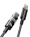 Baseus Cavo USB C con Display Digitale, Cavo di Ricarica Rapida da Tipo C a C da 100 W con 480 Mbps, Cavo intrecciato, Compatibile con iPhone16/16Pro/16Pro Max/15, Samsung S24U, MacBook, Surface, 1 m