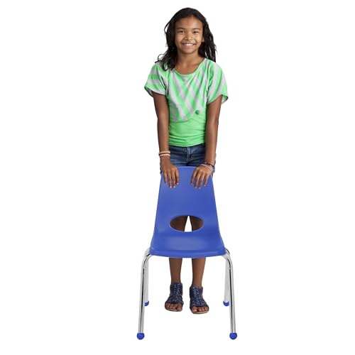 Image of Factory Direct Partners 16 inch School Chairs, Stackable Kids Classroom Chair, Set of 4 Stacking Student Chair with Ball Glides For 4th-6th Grade, Elementary, Middle & After-School, Assorted Colors