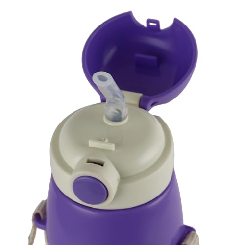 Image of CELLO Kidzbee Orb 400 Inner Steel Insulated Water Bottle 380 ml, Purple | 3D Touch & Feel Hunny Bear Design, Leakproof Flip Top Spout, Easy to Carry, Cold Water Bottle for Kids School