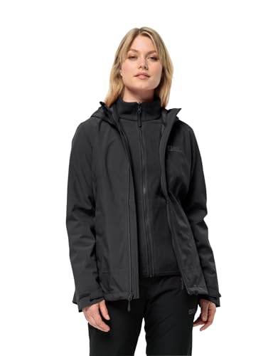Jack Wolfskin Damen Moonrise 3in1 Jkt W Jacket, Schwarz, L EU