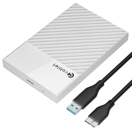 Image of Cablet 2.5 Inch SATA USB 3.0 HDD /SSD Portable External Enclosure for 7mm and 9.5mm, Tool-Free Design, Supports UASP Max 6TB (HD2577-U3-WH)
