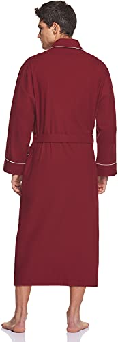 Cqr Men's 100% Cotton Flannel Robe, Lightweight Soft Plaid Lounge & Night Sleepwear Robes, Flannel Robe Solid Wine, Small #TOP1