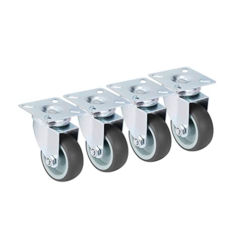 Roulettes pivotantes robustes de 5 cm en caoutchouc souple avec frein pour meuble, 4 pcs