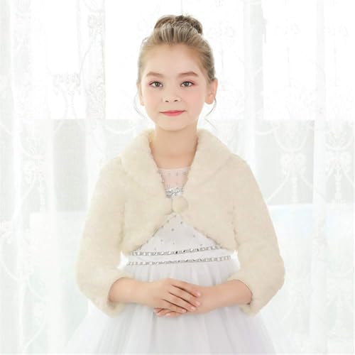 Sk Studio SK-PJ-0002-2-3-L Girls Princess Faux Fur Flower Bolero Shrug Party Wedding Dress Up Champagne thumb #2