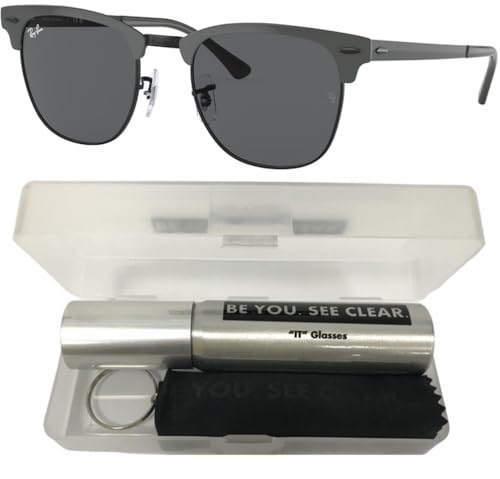 Ray-Ban RB3716 Sunglasses Bundle: RB 3716 9256B1 Clubmaster Metal Grey On Black and Eyewear Cleaning Kit2
