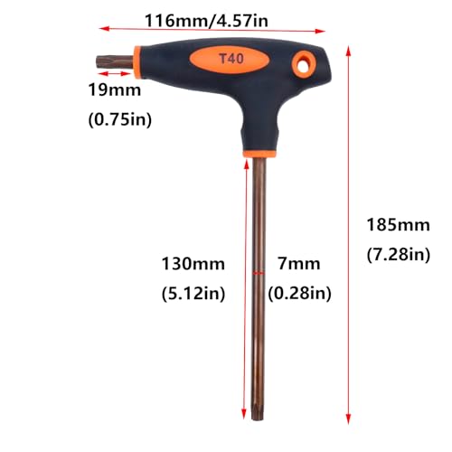 Image of Antrader T40 Torx Screwdriver,Anti Tamper Proof Torx Key,S2 Steel T-Handle Dual End Wrench-1Pcs
