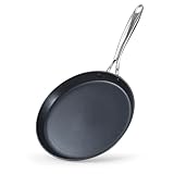 Cooks Standard Crepe Pan Hard Anodized Ceramic Nonstick Pancake Pan, 10.5-inch Griddle Dosa Tawa Tortilla Skillet Pan Induction Cookware, Black