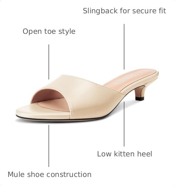Image of TNYNFBEB Womens Low Kitten Heel Open Toe Sandals Mules Shoes Slingback Prom Party Dress Summer 1.4 Inches Heels
