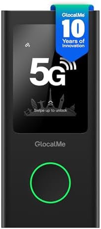 GlocalMe Numen Air 5G Mobile Hotspot, Portable WiFi Hotspot for Travel in 200+ Countries, Ultra High Speed Pocket Hotspot Device with Speed Up to 2.5Gbps, No SIM Card Required, 16 Connected Devices