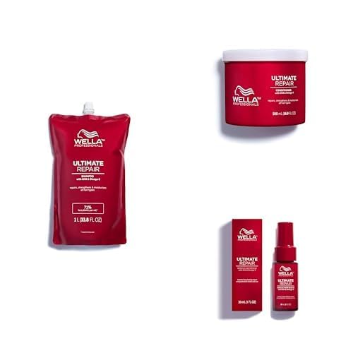 Wella Professionals Ultimate Repair Vorteils-Set – Repair Shampoo, stärkende Spülung & reparierendes 90 Sek. Haar Serum – 1 L Feuchtigkeitsshampoo Refill, 500 ml Conditioner, 30 ml Sprühkur