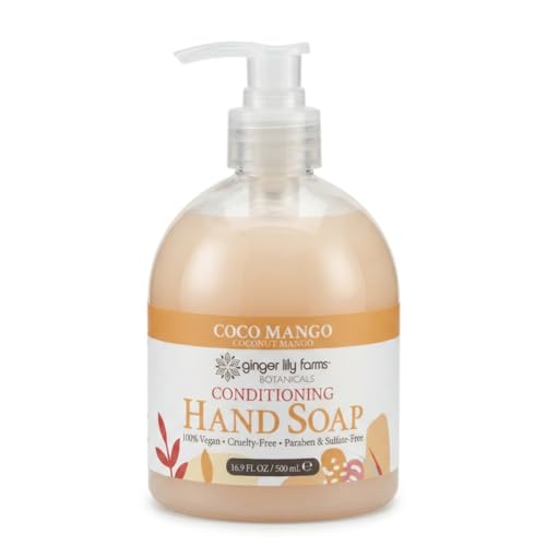 Image of Ginger Lily Farms Botanicals Conditioning Liquid Hand Soap, Coco Mango, 100% Vegan & Cruelty-Free, Coconut Mango Scent, 16.9 Fl Oz