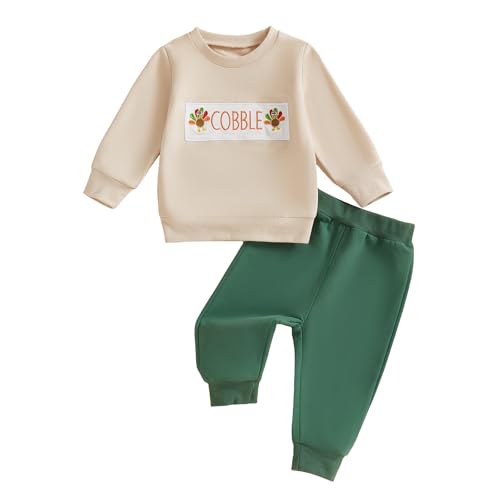 MAYUMMPY Toddler Baby Boy Girl Thanksgiving Outfit Long Sleeve Little Turkey Sweatshirt Sweatpants Winter Clothes Sweatsuit
