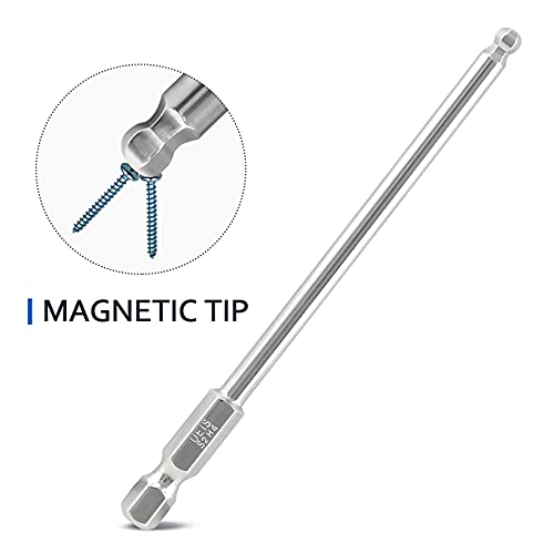 Ldexin 10Pcs Ball End Hex Head Screwdriver Bits Set, 4Mm Magnetic Tips Ball End Drill Bit Magnetic With 1/4 Inch Hex Shank, 100Mm Length #TOP4