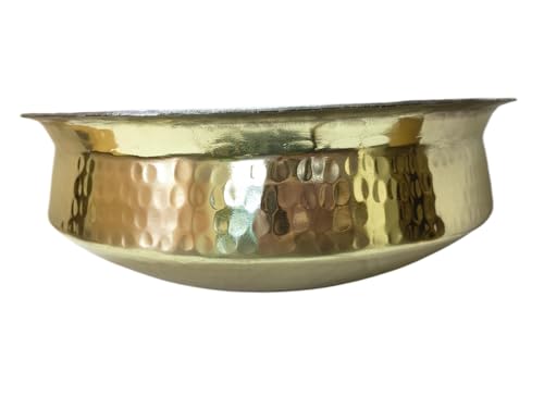 Image of biryani handi,Brass Lagan 5L, Tin Coated 100% Pure Brass Degchi for Cooking Biryani Handi peetal Utensils for Kitchen Cookware for Hyderabadi Dum Biryani, Ideal for Rice, Veg, and Non-Veg Dishes