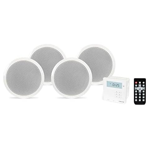 Kit Amplificador DE Pared USB Bluetooth con 4 Altavoces DE Techo 5.25" Cover