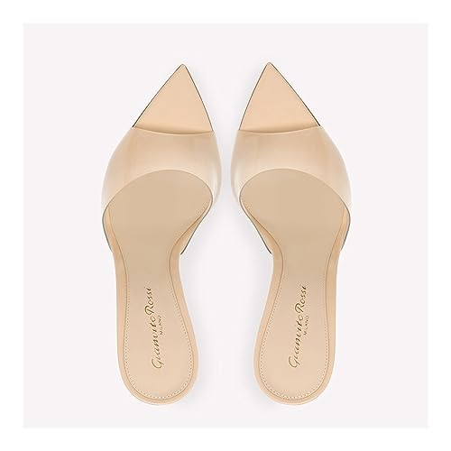 Transparent High Heeled Slippers, Thin Heeled Pointed Toe, High Heeled Sandals with Exposed Toes, Sizes 5-10(Apricot,10)2