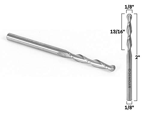 Image of YONICO Carbide Ball Nose End Mill CNC Router Bits 2 Flute Spiral 1 /8-Inch Dia. 1 /8-Inch Shank 34201-SC