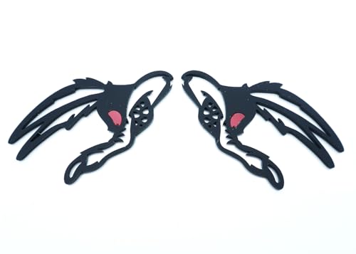 Image of 2Pc Coyote Badges Emblem Red Eye Bandit 3D Fender Angry Agressive Badges Sticker Nameplate Replacement for Universal Car Body Motorcycle SUV Door Window Decoration (Matte Black Red)