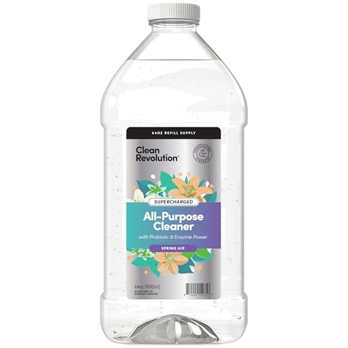 Image of Clean Revolution SuperCharged All Purpose Cleaner Refill with Smart Probiotic + Enzyme Complex, Multi-Surface Kitchen Bathroom & Floor Cleaner, Spring Air, 64 Fl oz (Pack of 1)