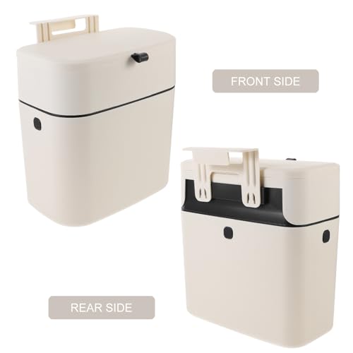 Caneca de basura para cocina con tapa y gancho beige miniatura 5