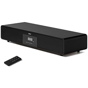 Sound Bar for TV All-in-One 2.1ch 3D Surround Sound Home Theater Audio System with Subwoofer Bluetooth Wireless TV Speaker 120W Deep Bass Wooden Soundbar