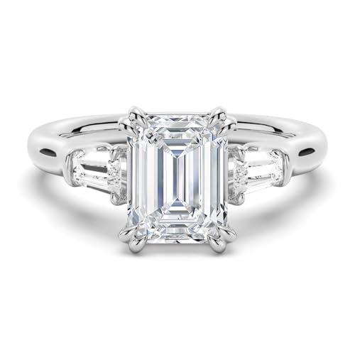MSBLUE Emerald Cut Moissanite Ring