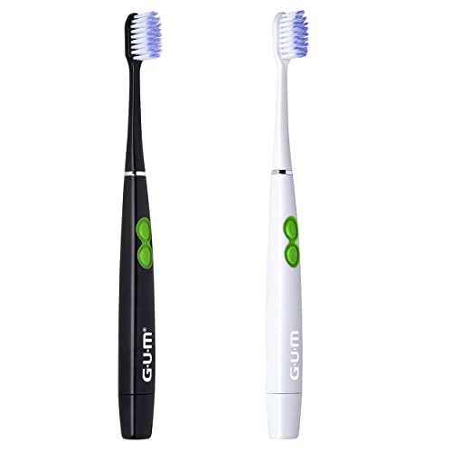 Gum ActiVital Sonic Lot de 2 brosses à dents soniques avec batterie Blanc/noir